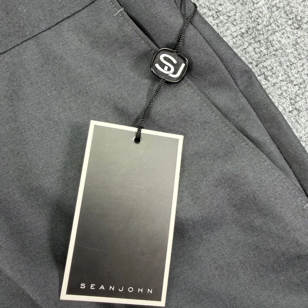 Sean John Dress Pants Mens 34x32 (Fits 34x33) Grey Flat Front Trousers